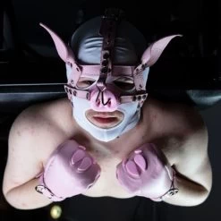 Mister B Mr B Leather Pig Head Harness Pink