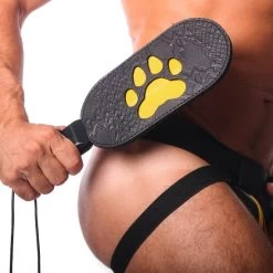 Puppy Paw Leather Paddle Jaune