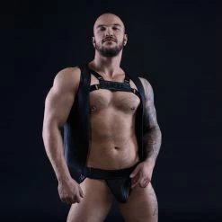 Veste En Cuir Noir Avec Logo Pit Bull